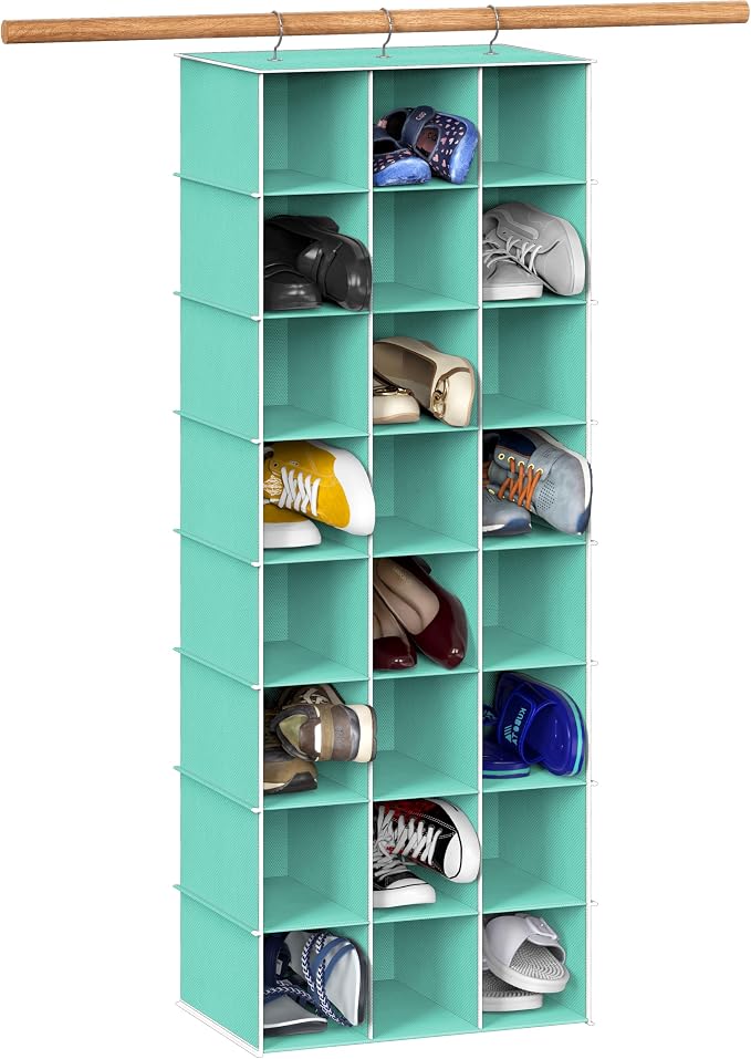 Simple Houseware 24 Section Shelves Hanging Shoes Organizer Holder for Closet, Turquoise by SimpleHouseware