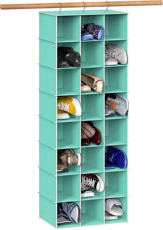Simple Houseware 24 Section Shelves Hanging Shoes Organizer Holder for Closet, Turquoise by SimpleHouseware