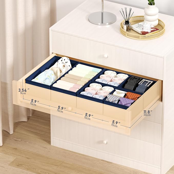DIMJ Drawer Organizer Clothes Storage - 18 Pack Baby Dresser Organizer for Nursery, Foldable Drawer Dividers for Bedroom Closet Organization, Fabric Storage Bins for Socks, Underwears, Bras - Image 2