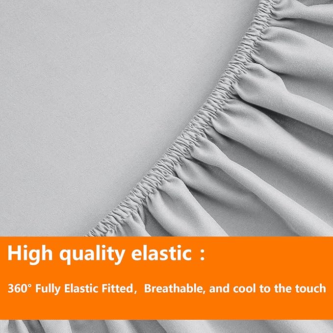 Light Grey Full Size Comforter Set - 7 Pieces, Bed in a Bag Bedding Sets with All Season Soft Quilted Warm Fluffy Reversible Comforter,Flat Sheet,Fitted Sheet,2 Pillow Shams,2 Pillowcases,Light Gray