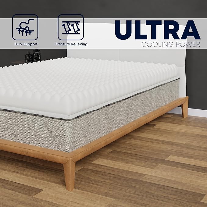 Zayton, 3-Inch Convoluted High Density Foam Mattress Topper, CertiPUR-US Certified for Superior Comfort and Support, Full, Green