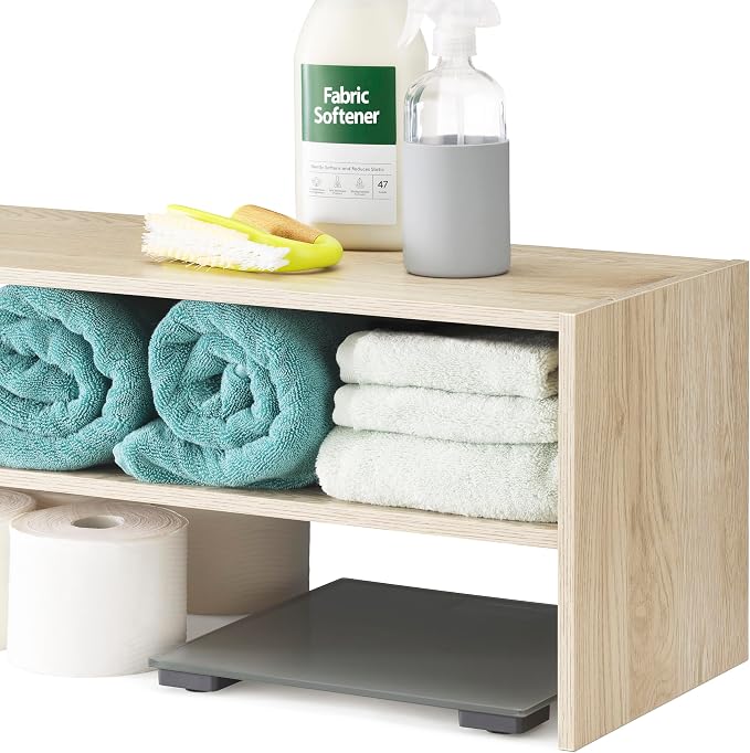 Whitmor Wood Stackable 2-Shelf Shoe Rack, White Oak, 31 inches - Image 5