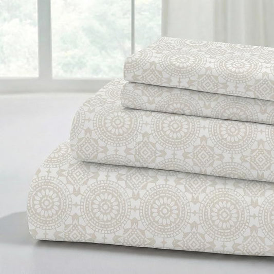 Modern Threads Printed 3-Piece Extra Soft Bedding Sheets & Pillowcase Set, Deep Pocket up to 16 inch Mattress Abella Twin