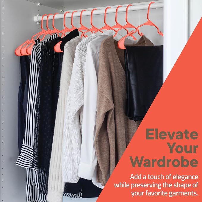 Plastic Clothes Hangers – Heavy Duty Hanger Set, for Organizing Clothes, Dresses, and Coat, Holds Up to 5 lbs, Space-Saving Hangers with Non-Slip Shoulder Grooves, Pack of 80, Brown - Image 3