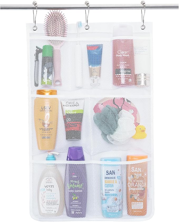 Lifewit Cruise Essentials Shower Caddy Must-Have, 7 Pockets Hanging Bathroom Organizer with Quick-Dry Mesh, Portable Shower Bag to Storage Soap, Shampoo, for RVing, Travel, Camping, White, 1 Pack by Lifewit