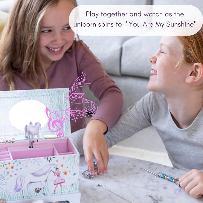 ABI + OLIE Ballerina Unicorn Kids Jewelry Box for Girls & Little Girls Jewelry Box Organizer - A unicorn music box gift - Image 7