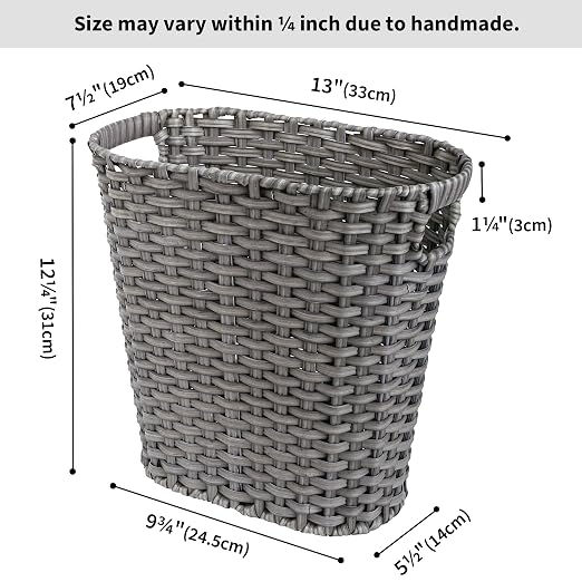 GRANNY SAYS Wicker Bathroom Trash Can, Wicker Waste Basket for Bathroom, Office Trash Can, Trash Bin for Bedroom, Wastebasket with Handles, 19 Liters/5 Gallons - Image 6
