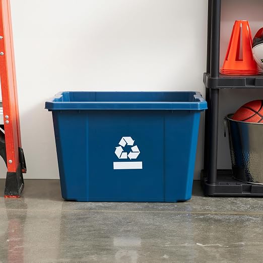 Gracious Living Medium Curbside Blue Box, Plastic 17 Gallon/64 Litre Home Trash Can Refuse and Recycling Bin Container with Built-in Handles (1 Pack) - Image 6