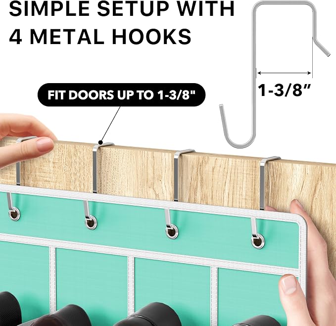 Simple Houseware 24 Pockets - Crystal Clear Over The Door Hanging Shoe Organizer, Turquoise (64'' x 19'') - Image 4