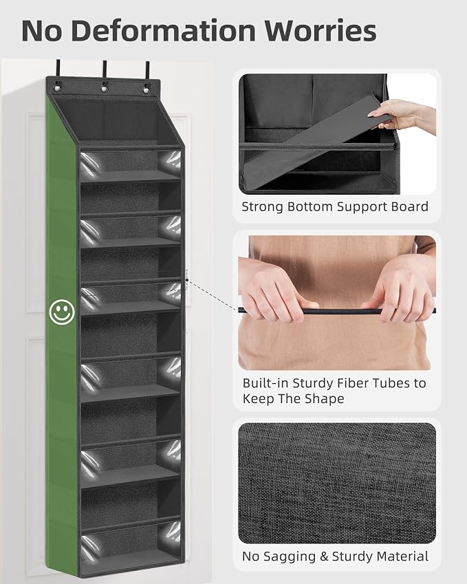 STORAGE MANIAC Over the Door Organizer Large Capacity Hanging Organizer, Clear Deep Pockets Behind Door Closet Organizer and Storage for Nursery, Bathroom, Bedroom, Pantry, 1 Pack Black - Image 3