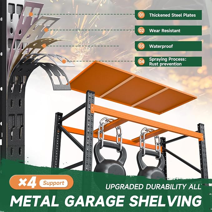 Letaya 6000LBS Heavy Duty Storage Shelves,79" H Metal Garage Shelving Units,4 Tier Large Tall Industrial Shelving,Adjustable Utility Rack Shelf for Warehouse,Basement (Orange, 79" W x 24" D x 79" H) - Image 7