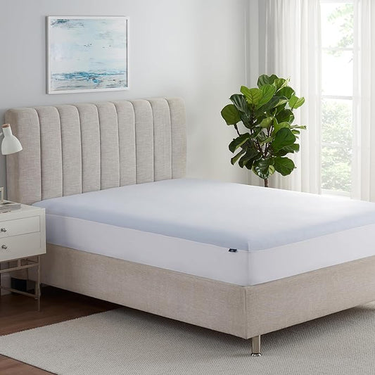 Serta Cool Air Waterproof Mattress Protector, 54" x 75" Soft and Breathable Mesh Cooling Mattress Topper, 18" Elastic Deep Pocket for Secure Fit, Full