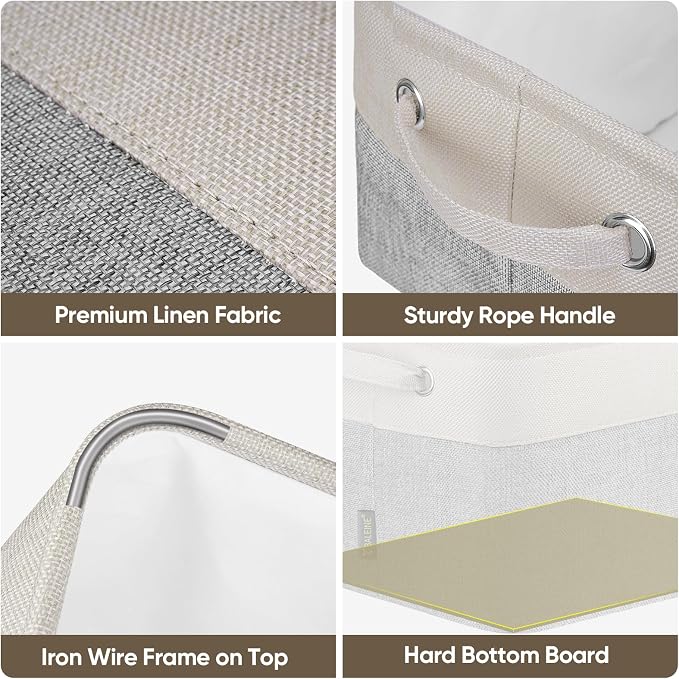 BALEINE 1 Pack Fabric Closet Storage Bins for Shelves, Linen Closet Organizers and Storage, Decorative Baskets for Organizing, Shelf, Clothes, Home, Office (Grey, 15''x11''x9.5'') - Image 9
