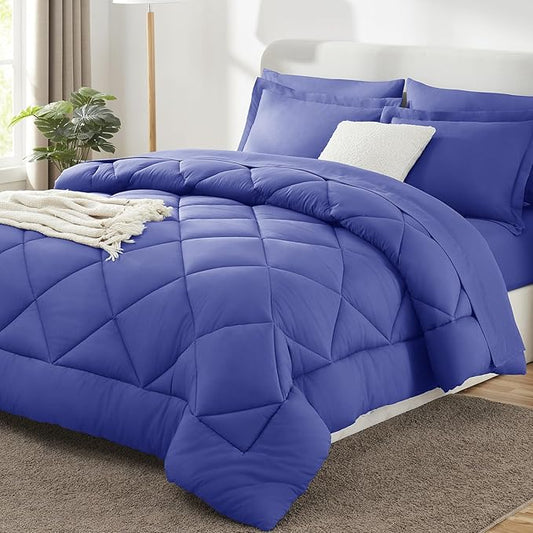 CozyLux King Size Comforter Set Very Peri - 7 Pieces Bed in a Bag King, Luxury Soft Bed Set for All Seasons, Bedding Set with Down Alternative Comforter, Sheets, Pillowcases & Shams
