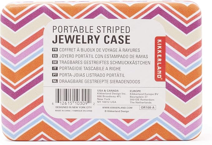 Kikkerland Portable Striped Travel Jewelry Storage Case with Mirror - OR108-A Random Style - Image 3