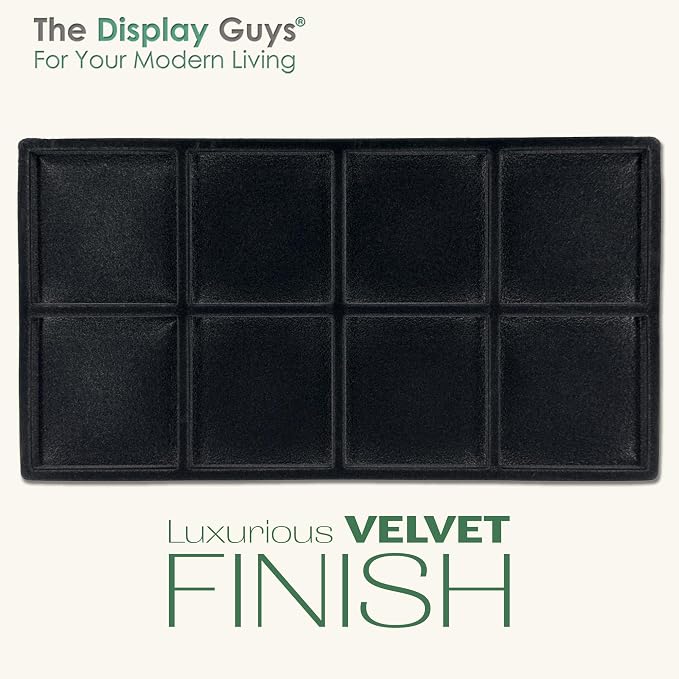 TheDisplayGuys For Your Modern Living 2-Pack 8-Compartments Flocked Velvet Jewelry Display Inserts - Tray/Case Liners - Ring Earrings Storage, (Black) by The Display Guys - Image 3