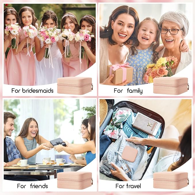 Taiyin Travel Jewelry Case, Bridesmaid Gifts Mini Jewelry Organizer, PU Leather Portable Earring Box for Women Girls - Image 5