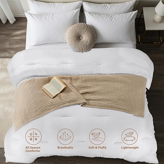 Utopia Bedding Comforters Twin Size, All Season Duvet Insert, Down Alternative Twin Comforter with Corner Tabs, Machine Washable Bed Comforter 64 x 88 Inches (White)
