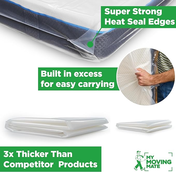 Mattress Bags for Moving, Twin Mattress Bag for Storage, 2 Pack Plastic Cover for Bed Storage & Disposal, Mattress Moving Bag Twin Size Protector XL - 39 x 100 x 14 inch (x 2)