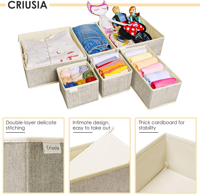 12 Pack Drawer Organizers for Clothing, Foldable Clothes Storage Box Closet Dresser Drawer Organizers Dividers, Bedroom Organization Fabric Bins for Baby Clothes Underwear Sock Bra Ties (Beige) - Image 4