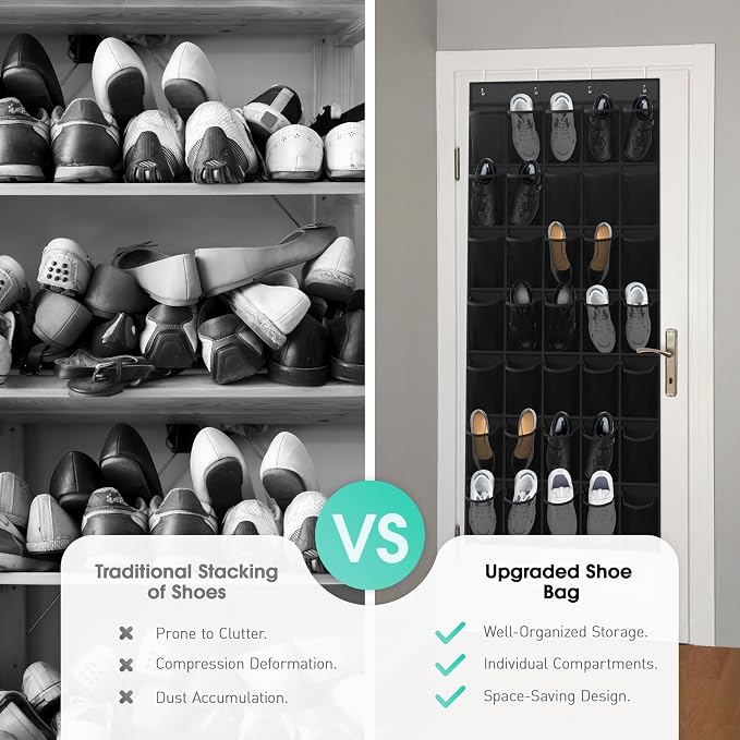 WVM Over The Door Shoe Organizer with 35 Breathable Mesh Pockets, Hanging Shoe Organizer for Door with 4 Metal Hooks, Large Capacity Closet Storage for Shoes, Accessories - Image 4