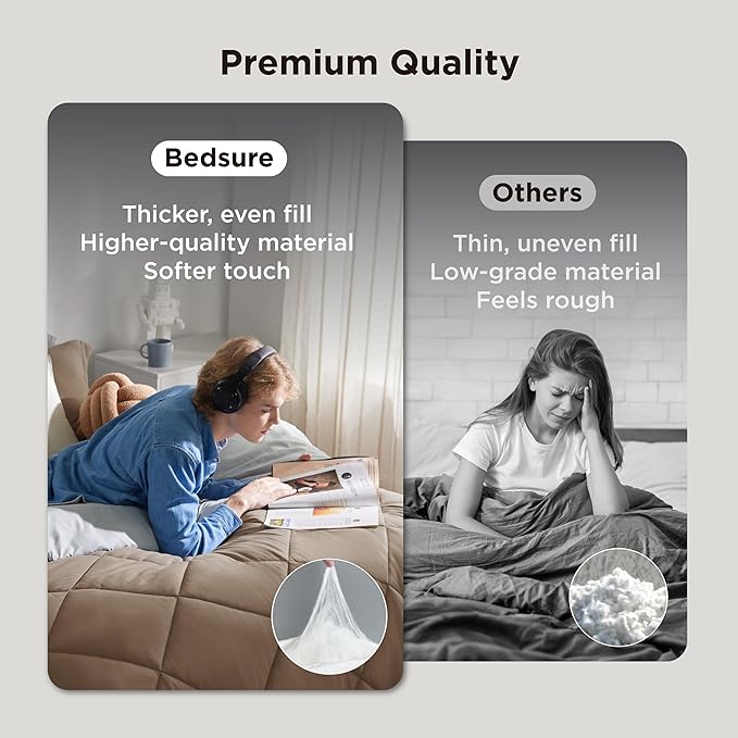 Bedsure Full Size Comforter Set - 7 Pieces Reversible Brown Bedding, Full Size Bed Set for All Seasons, Bed in a Bag with Down Alternative Comforter, Sheets, Pillowcases & Shams