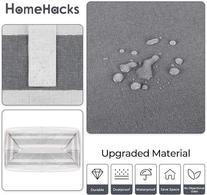 HomeHacks Laundry Basket,100L Each Waterproof, Freestanding Laundry Hamper, Collapsible Tall Clothes Hamper with Extended Handles for Clothes Toys in The Dorm and Family, 2-Pack Gradient Grey - Image 5
