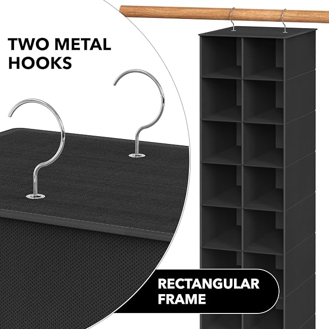 Simple Houseware 20 Section Shelves Hanging Shoes Organizer Holder for Closet, Black - Image 6