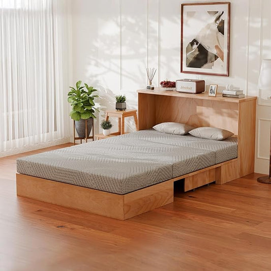 MLILY Tri-Fold Memory Foam Mattress, 6 inch Twin Folding Mattress with Collapsible and Washable Cover, Travel and Guest Mat, 78"×38"×6", Grey