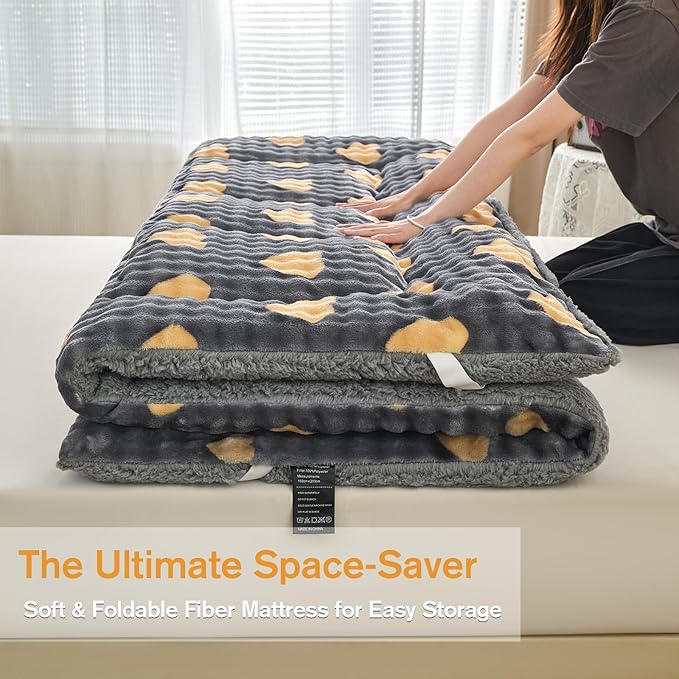 King Mattress Pad 78 x 80 inches, King Size Mattress Cover Warm Thicken Velvet Breathable and Comfortable with 4 Elastic Band, Deep Pocket Stretchable up to 15 inches Washable, Gray Heart