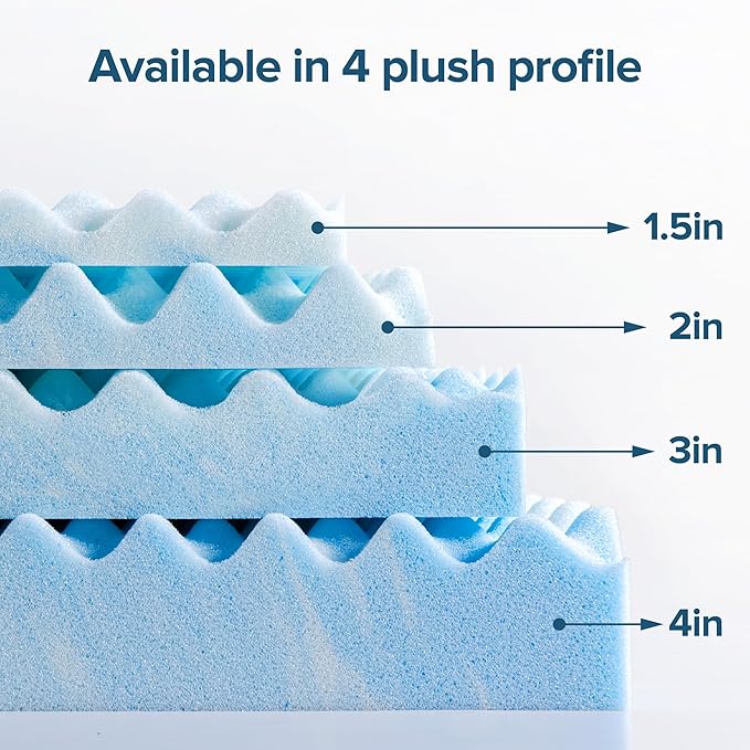 ZINUS 4 Inch Swirl Gel Cooling Memory Foam Mattress Topper, Smaller, More Convenient WonderBox Packaging, Cooling, Airflow Design, CertiPUR-US Certified, Queen