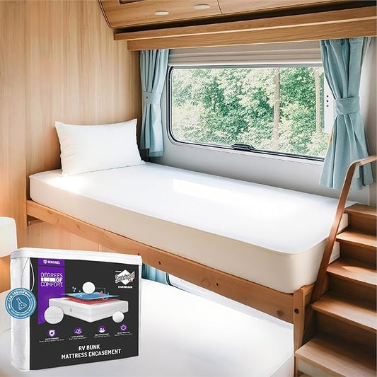 Degrees of Comfort RV Bunk Mattress Encasement (30x75 Inch) - Bed Bug Proof & Dust Mite Protection, 6-Sided Zippered Water-Resistant Cover, Hypoallergenic Allergy Relief - Fits 9-12" Deep