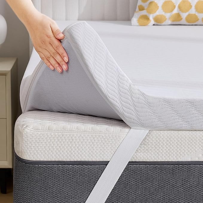 BDEUS King Size 3 Inch Gel Memory Foam Mattress Topper with Removable Cover, Ventilated Cooling Foam, Supportive Pressure Relief Bed Topper, CertiPUR-US Certified
