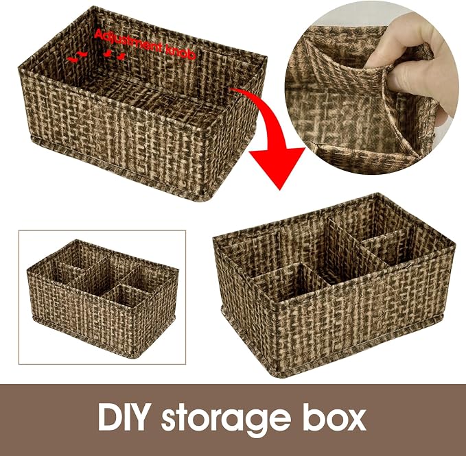 VERONLY Cosmetic Storage Bins Makeup Organizer, Adjustable Multifunction Storage Box Desk Drawer Divider for Makeup Brushes, Bathroom Countertop or Dresser, Set of 4 - Image 2