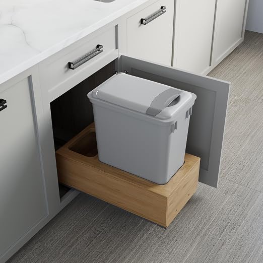 Dowell Single 35Qt Undermount Trash Pull-Out Waste Container with Full Extension Soft-Close Slides, Bottom Mounted, Face Frame/Frameless Min. Cabinet Opening: 12-1/2 Inch Wide-4008 0115 35 - Image 8