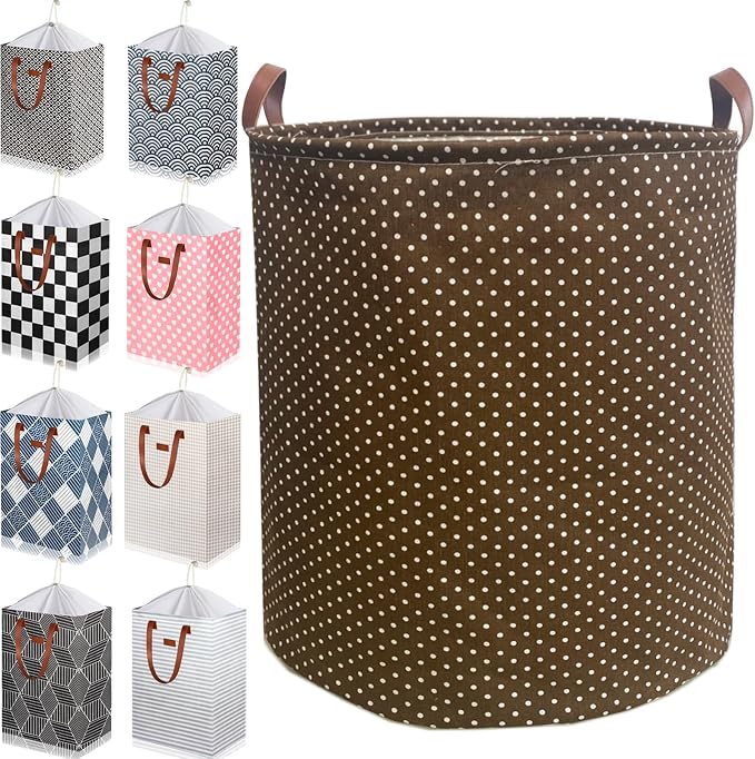 80L Waterproof Laundry Hamper in Family Leather Handle Laundry Basket in Dormitory Collapsible Laundry Bag in Nursery (96-Satisfied laundry hampers, 80L) by %E2%80%8ETeLUVHome