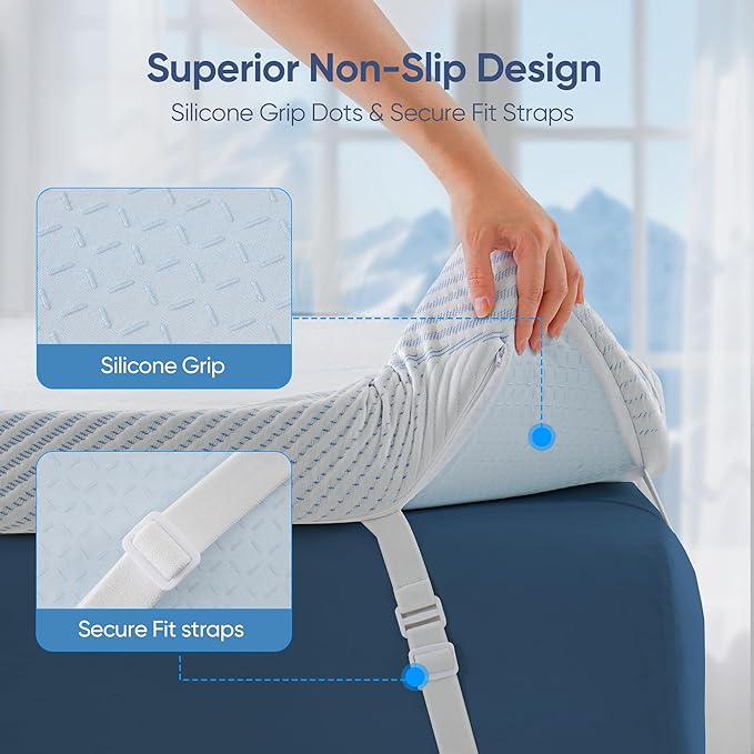3 Inch Full Size Gel Memory Foam Mattress Topper High Density Cooling Pad Pressure Relief Bed Topper with Removable & Washable Cover