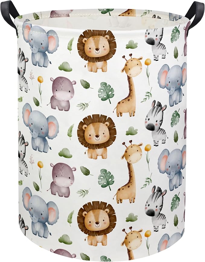 HIYAGON Baby Laundry Hamper Basket Baby Hamper for Nursery Boy and Girl Cute Kids Toys Storage Bin Organizer Animal Room Decor(Animal) by HIYAGON