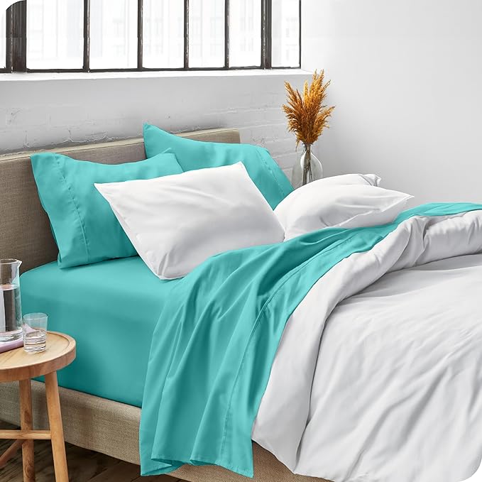 Bare Home Twin XL Sheet Set - 1800 Ultra-Soft Microfiber Twin Extra Long Bed Sheets - Double Brushed - Deep Pockets - Easy Fit - 3 Piece Set - Bedding Sheets & Pillowcases (Twin XL, Turquoise)
