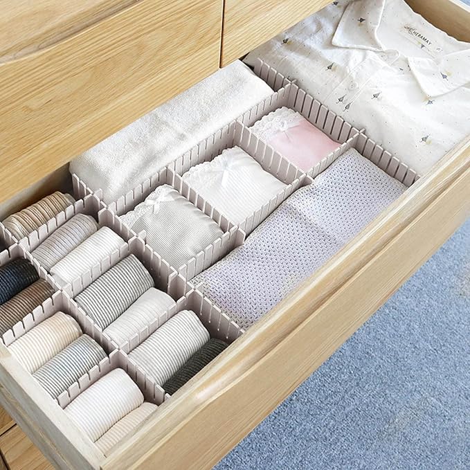 acDesign 40Pcs Grid Drawer Dividers, Adjustable Drawer Organizer for Socks, Underwear, Lingerie, Makeup, Bedroom Office Kitchen Storage (White) - Image 5