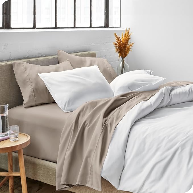 Bare Home Twin Sheet Set - 1800 Ultra-Soft Microfiber Twin Bed Sheets - Double Brushed - Deep Pockets - Easy Fit - 3 Piece Set - Bedding Sheets & Pillowcases (Twin, Khaki)