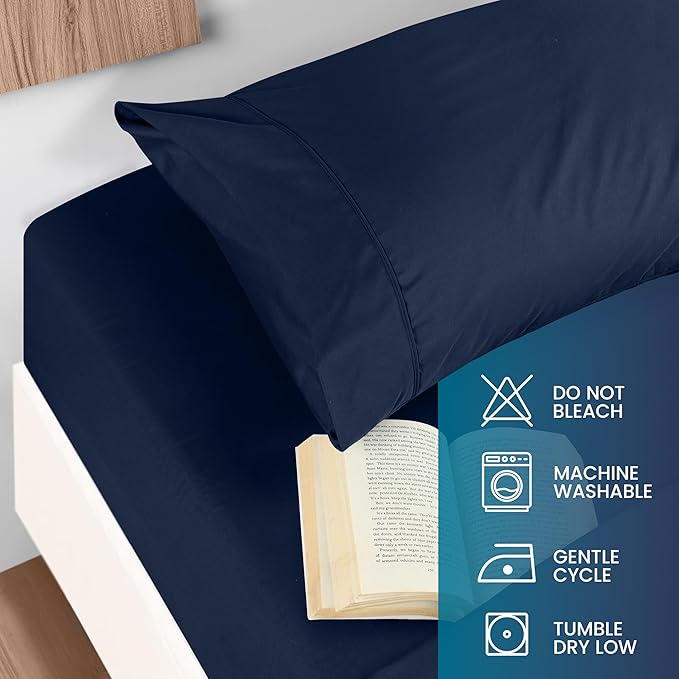 Utopia Bedding Queen Size 4 Piece Sheet Set - Brushed Microfiber - Soft Bed Sheets for Queen Size Bed Set - Includes 1 Fitted, 1 Flat, & 2 Pillow Cases - Deep Pocket (Navy)