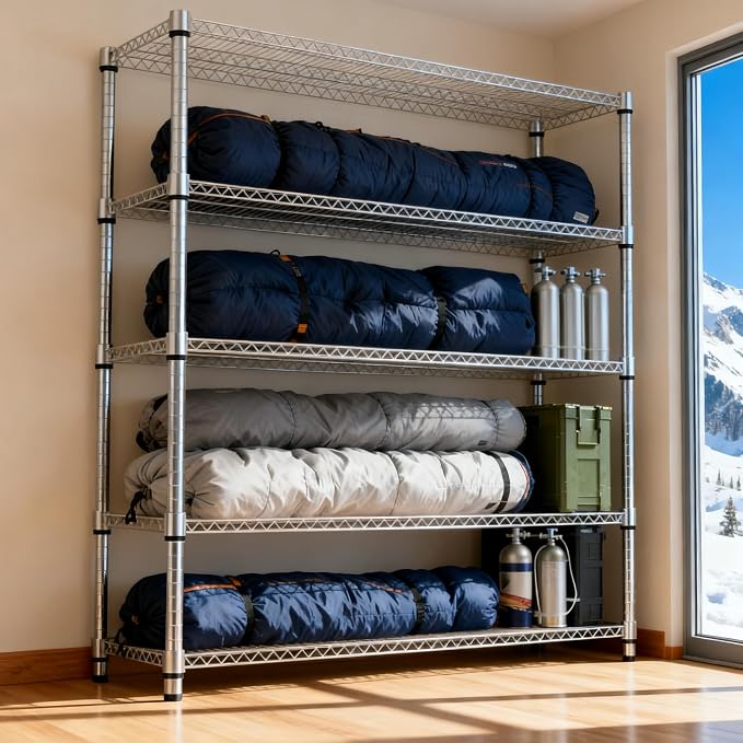 M MZG 5 Tiers Shelf 3300 lbs Steel Storage Shelving Utility Shelving Unit Steel Organizer Wire Rack for Home,Kitchen,Office,Garage Chrome 17.7" D x 47.2" W x 70.3" H - Image 7