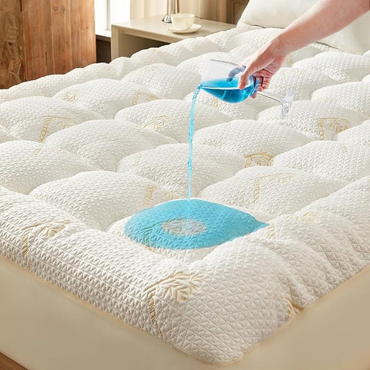 Premium 100% Waterproof Twin Mattress Topper, Breathable Mattress Pad, Rayon from Bambo Bed Protector, Deep Pocket Sheet Cover 8"-21"
