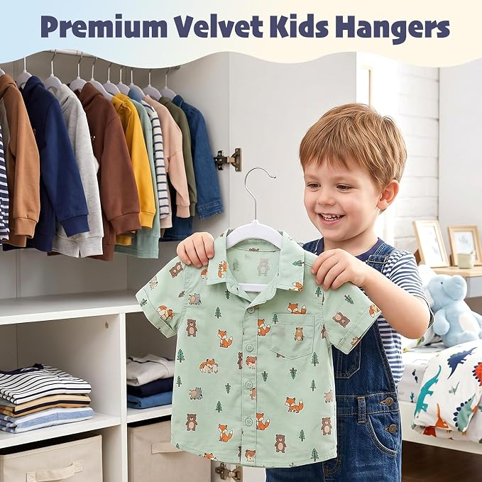 HOUSE DAY 11 Inch Velvet Baby Hangers 50 Pack White, Premium Kids Hangers for Children, Infant & Toddler Clothes, Durable Non Slip Small Baby Felt Hanger for Closet, Ideal for Everyday Use - Image 2