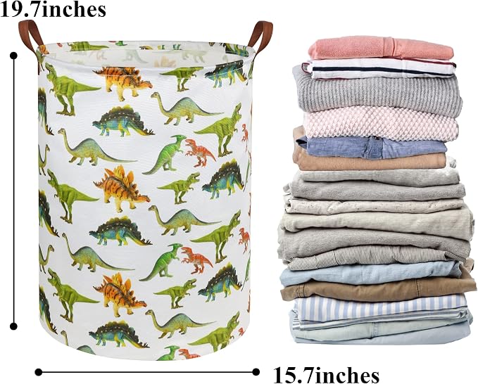 HIYAGON Dinosaur Kids Laundry Hamper Baby Laundry Basket Cute Kids Hamper Toy Storage Bin Boys Hamper and Girls Dinosaur Room Decor(Toy Dinosaur) - Image 6