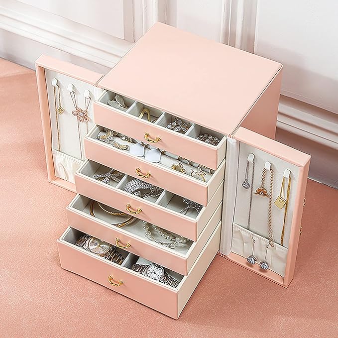 Cute Jewelry Box for Women teen Girls Jewelry Organizer Large Jewelry Organizers and Storage Faux Leather Jewelry Storage Jewlery Box Jewellery Box Joyeros Organizador De Mujer - Image 3