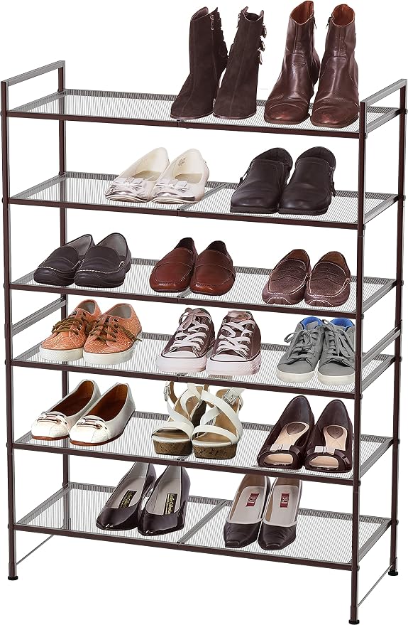 Simple Houseware 3-Tier Stackable Mesh Shoe Rack, Bronze - Image 3