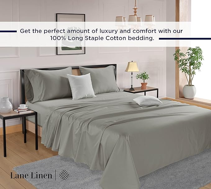 LANE LINEN Split King Sheet Sets for Adjustable Beds - 5 PCs, 600 Thread Count Split King Sheets Set - Sateen Weave King Split Sheets for Adjustable Bed Luxury Hotel Thick Bedding - Silver