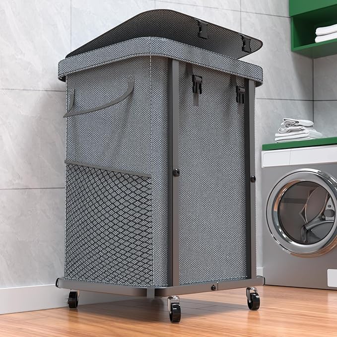 40 Gal(150L) High Grade Large Laundry Basket with Wheels, Rolling Laundry Hamper, Laundry Cart with Metal Frame and Removable Bag Design, Suitable for Laundry Room, Bedroom by Unlockyourhomestoragelife